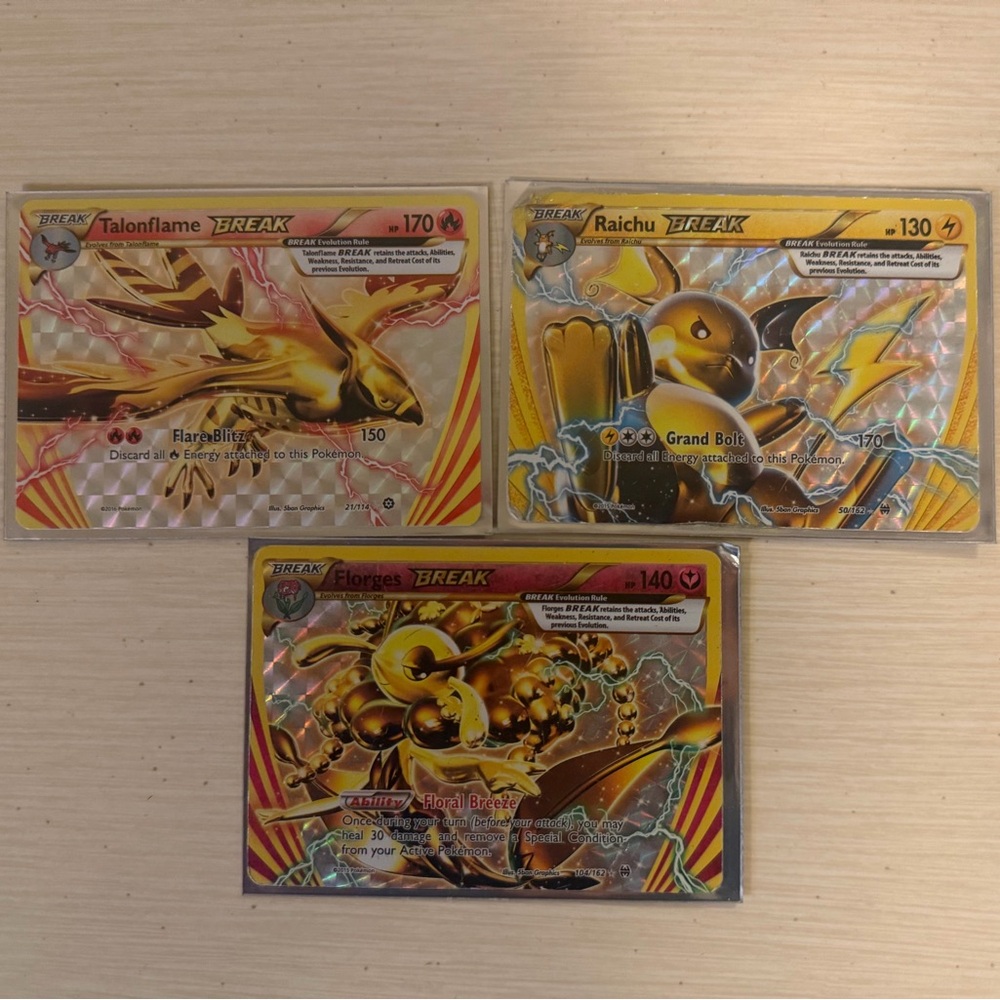 Pokemon BREAK Card Lot: Raichu, Talonflame, & Florges BREAK